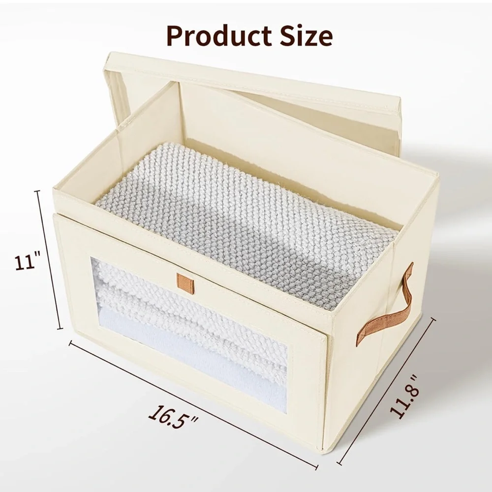 Large closet storage organizer with handles and window collapsible boxes